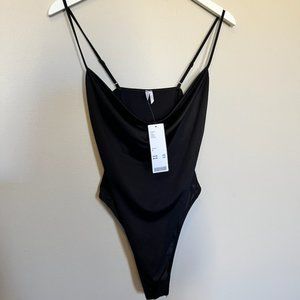 NWT Out From Under Black Cowl-Neck Bodysuit